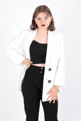 Ayhan 90491 Kadın Blazer Ceket Ekru 