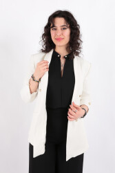 Ayhan 90599 Kadın Blazer Ceket Ekru 