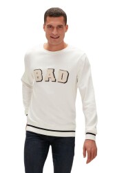 Bad Bear 23.02.12.013 Felt Crewneck Erkek Yazılı Sweatshirt Beyaz 