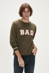 Bad Bear 23.02.12.013-Fw Felt Crewneck Erkek Sweat Shirt Haki 