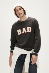 Bad Bear 23.02.12.013-Fw Felt Crewneck Erkek Sweat Shirt Siyah 