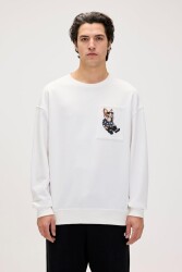 Bad Bear 24.02.12.015 Javed Crewneck Erkek Sweatshirt Beyaz 