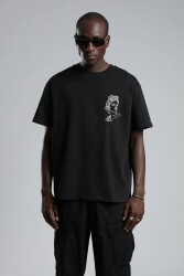 Catch Y-1221 Erkek Oversize Baskılı T-Shirt Ss Siyah 