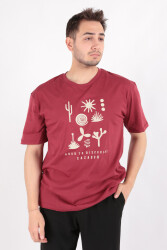 Cazador 4213 Erkek Bisiklet Yaka T-Shirt Bordo 