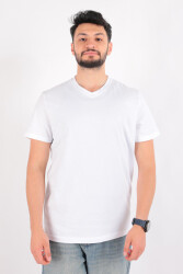 Cazador 4624 Erkek V Yaka T-Shirt Beyaz 