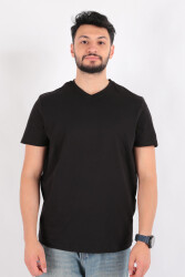 Cazador 4624 Erkek V Yaka T-Shirt Siyah 