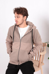 Cazador 5083 Erkek Polar Sweatshirt Hırka Bej 