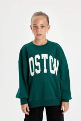 Defacto C7778A8 Kız Çocuk Sweatshirt Yeşil 