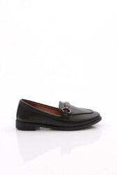 Dgn 1853 Kadin Oval Burun Loafer Ayakkabi Siyah 