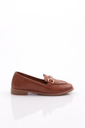 Dgn 1853 Kadin Oval Burun Loafer Ayakkabi Taba 