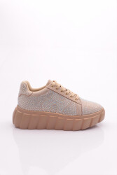 Dgn Kadın Bağcıklı Kalin Taban Sneaker Ayakkabı Bej 61233410 
