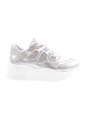 Dgn 916-23Y Kadın Kalin Taban Tsilver İp Taşlı Sneakers Ayakkabı Gümüş 