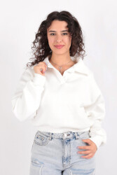 Hadise 1548 Polo Yaka Sweatshirt Ekru 