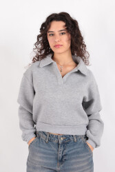 Hadise 1548 Polo Yaka Sweatshirt Gri 