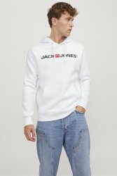 Jack & Jones 12137054 Jjecorp Old Logo Sweat Hood Noos Erkek Hoodie Sweatshirt Beyaz 