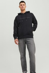 Jack & Jones 12233972 Text Hoodie Erkek Sweatshirt Siyah 