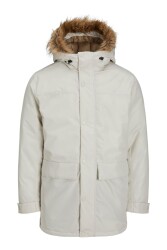 Jack & Jones 12236096-Fw Jjchamp Parka Jacket Faux Fur Erkek Parka Kaban Beyaz 