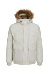 Jack & Jones 12236822-Fw Jjchamp Bomber Jacket Faux Fur Erkek Kaban Ekru 