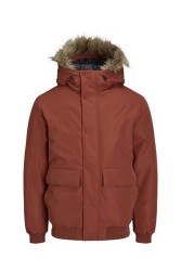 Jack & Jones 12236822-Fw Jjchamp Bomber Jacket Faux Fur Erkek Kaban Kahverengi 