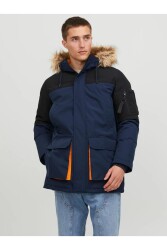 Jack & Jones 12238906-Fw Jorsaker Parka Jacket Erkek Parka Kaban Mavi 