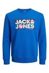 Jack & Jones 12240211-Fw Jcodust Sweat Crew Neck Erkek Sweat Shirt Mavi 