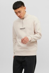 Jack & Jones 12241777-Fw Jorvesterbro Sweat Quarter Zıp Hn Sn Erkek Sweat Shirt Bej 