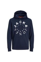 Jack & Jones 12247471-Fw Jjwarrıor Sweat Hood Ub Erkek Sweat Shirt Lacivert 