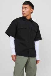 Jack & Jones 12251280 Jcoaltıtude Oversized Fit Shirt Ss Erkek Gömlek Siyah 