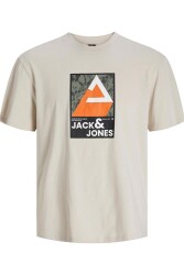 Jack & Jones 12256682 Jcojj Colorful Tee Crew Neck Ln Erkek T-Shirt Bej 