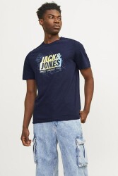 Jack & Jones 12257908 Jcomap Summer Logo Tee Ss Crew Neck Sn Ss Erkek T-Shirt Lacivert 