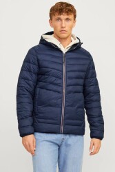 Jack & Jones 12258441 Jjesprınt Puffer Hood Noos Erkek Şişme Mont Lacivert 