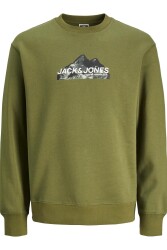 Jack & Jones 12262094 Jcomountaın Logo Sweat Crew Neck Erkek Sweatshirt Yeşil 