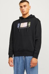 Jack & Jones 12262421 Jorportland Block Sweat Hood Ln Erkek Hoodie Sweatshirt Siyah 