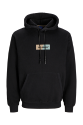 Jack & Jones 12262428 Jorbronx Rectangle Sweat Hood Erkek Hoodie Sweatshirt Siyah 