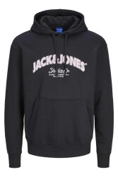 Jack & Jones 12262919 Jorbronx Arch Bıg Sweat Hood Ln Erkek Hoodie Sweatshirt Siyah 