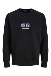 Jack & Jones 12262958 Jorportland Box Sweat Crew Neck Erkek Sweatshirt Siyah 