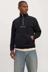 Jack & Jones 12262981 Jorvesterbro Fleece Quarter Zıp Noos Erkek Sweatshirt Siyah 