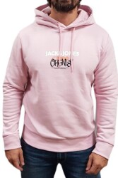 Jack & Jones Jorbushwıck Sweat Hood Fst Erkek Hoodie Sweatshirt Pembe 