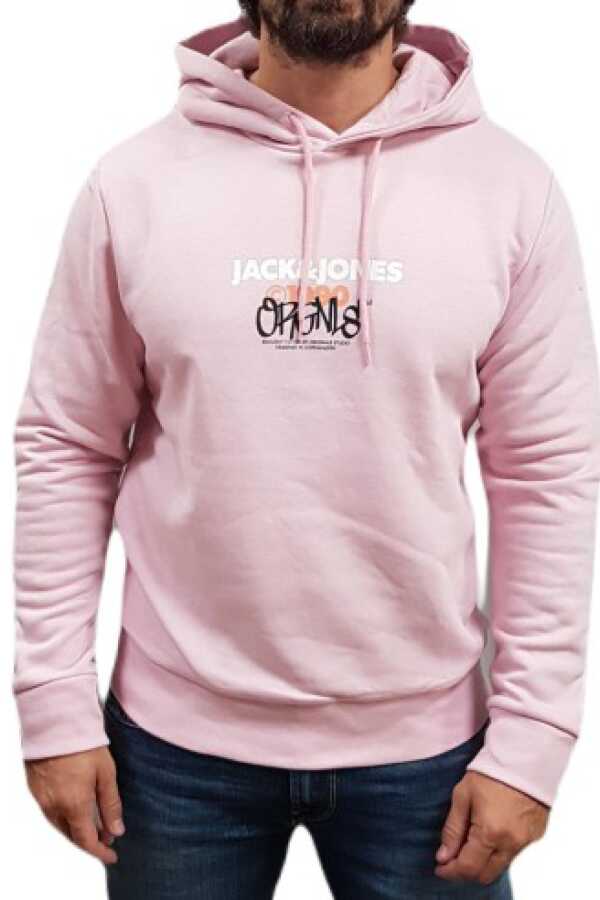 Jack Jones Jorbushw ck Sweat Hood Fst Erkek Hoodie Sweatshirt Pembe