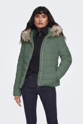 Only 15300254-Fw Onlellan Quılted Hood Jacket Cc Otw Kadın Kaban Yeşil 