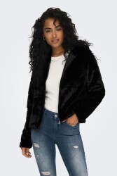 Only 15304759-Fw Onlnewchrıs Fur Hooded Jacket Cc Otw Kadın Kürk Kaban Siyah 