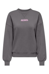 Only 15329876 Onlsofıa L/S Word O-Neck Swt Kadın Sweatshirt Gri 