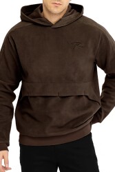 Raru Erkek Dives Kapüşonlu Polar Sweatshirt Kahverengi 