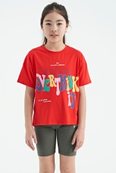 Tommy Life T13Kg-75112_01 Kız Garson Oversıze T-Shirt O Yaka Kırmızı 